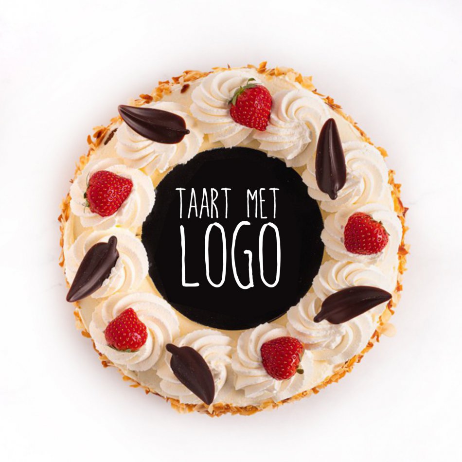 Slagroomtaart rond met logo